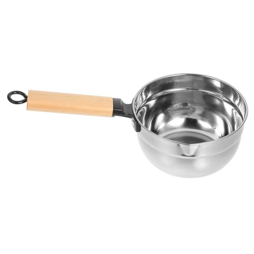 Hoement Edelstahl Wasserschöpfer mit Langem Holzgriff Küchenwasserschöpflöffel Vielseitig für Haushalt und Garten Hygienisch Langlebig Praktische Suppenkelle für Kochendes Wasser von Hoement