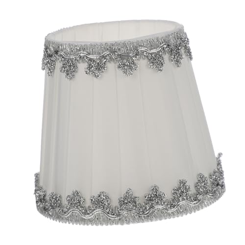 Hoement Einfacher Lampenschirm Weiß mit Silberkante für Kronleuchter und Tischlampe Vintage Lampenschirm Zubehör Leicht zu Montieren Sicherer Schutz vor Hitze Modernes Wohnambiente Hoement Einfacher Lampenschirm Weiß mit Silberkante für Kronleuchter und Tischlampe Vintage Lampenschirm Zubehör Leicht zu Montieren Sicherer Schutz vor Hitze Modernes Wohnambiente von Hoement