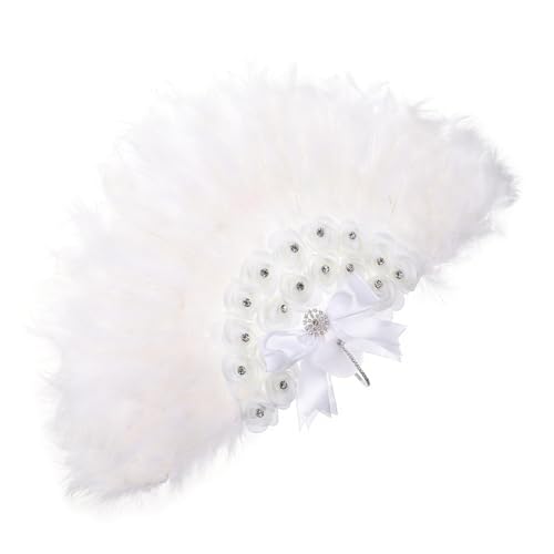 Hoement Eleganter Handfächer mit Zarten Federn und Blumen Vintage Faltfächer für Hochzeit Tanz und Dekorative Verwendung Leicht und Fein Verarbeitet als oder Heimdeko Hoement Eleganter Handfächer mit Zarten Federn und Blumen Vintage Faltfächer für Hochzeit Tanz und Dekorative Verwendung Leicht und Fein Verarbeitet als oder Heimdeko von Hoement