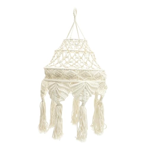 Hoement Handgefertigter Baumwollseil Lampenschirm Geflochtener Deckenleuchte Lampenüberzug Innenbereich Wohnzimmer Schlafzimmer Büro Dekoration Langlebig und Abnehmbar von Hoement