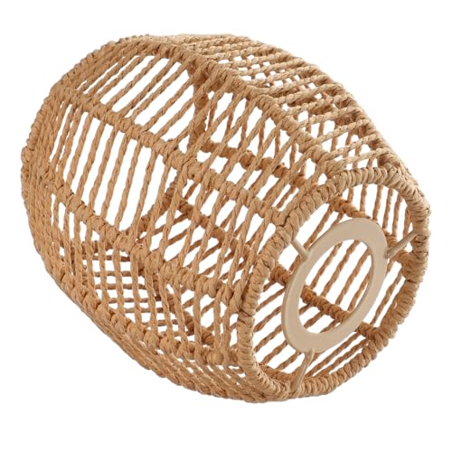 Hoement Handgefertigter Papierseil Lampenschirm Rustikal Gewebter Deckenlampenschirm Stilvoll für Wohnzimmer Hotpot Grillrestaurants Einfache Installation Lampenfassung Khakifarbener von Hoement