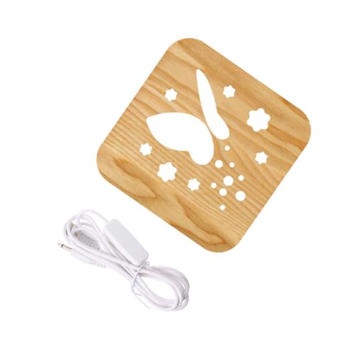 Hoement Hohle Holz tischlampe USB Nachtlicht Warmweiß Kleine Tragbare LED Dekoleuchte für Kinderzimmer Schlafzimmer mit Natürlichem Kiefernduft von Hoement