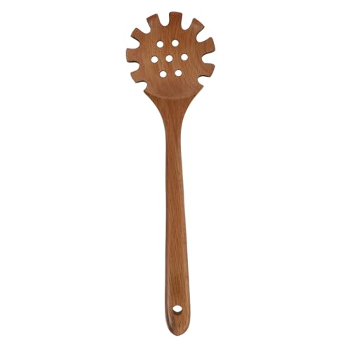 Hoement Holz Nudel Löffel aus Buche Praktischer Spaghettiheber mit Langem Griff Vielseitiger Nudelsieb Löffel für Pasta und Nudelgerichte Platzsparend mit Aufhängeöffnung Langlebiges von Hoement