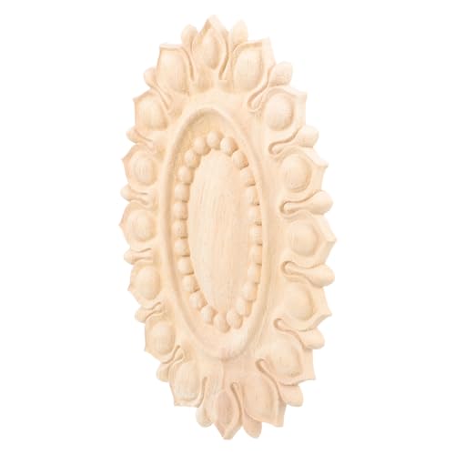 Hoement Holzapplikation Oval Holzschnitzerei Dekorative Möbel Onlay DIY Material Holzdeko Basteln für Türen Schränke Fenster Wohnzimmer Europäischer Stil von Hoement