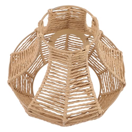 Hoement Imitat Rattan Lampenschirm Handgewebt Dekorativer Deckenlampen Schirm für Wohnzimmer Esszimmer Stilvoller Pendelleuchten Schutz mit Elegantem Muster Design für Moderne Wohnräume von Hoement
