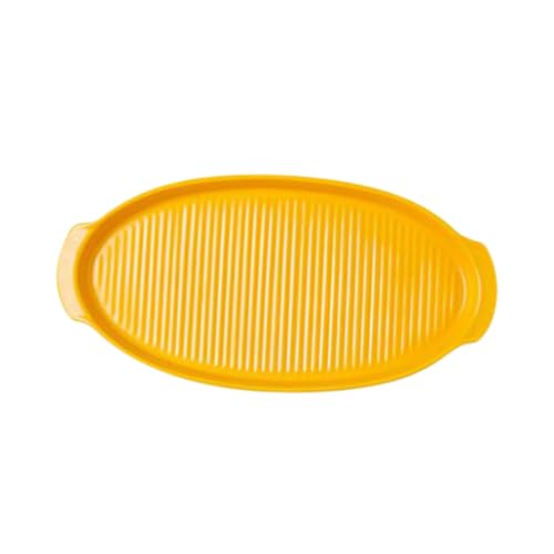 Hoement Keramik Backgeschirr Oval mit Doppelgriffen Hitzebeständig und Langlebig Premium Küchen Servierplatte für Backofen und Tisch Leicht zu Reinigen Gelb Kleines Format Hoement Keramik Backgeschirr Oval mit Doppelgriffen Hitzebeständig und Langlebig Premium Küchen Servierplatte für Backofen und Tisch Leicht zu Reinigen Gelb Kleines Format von Hoement
