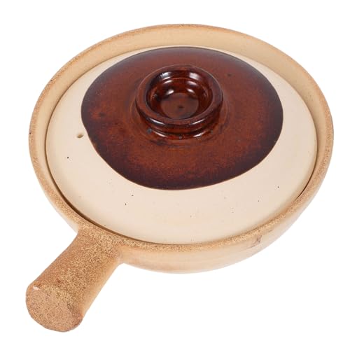 Hoement Keramik Casserole mit Deckel Terrakotta Schmortopf Hitzebeständig für Mikrowelle Kompakter Tontopf für Suppe und Reisgerichte Gastronomie Geeignet von Hoement