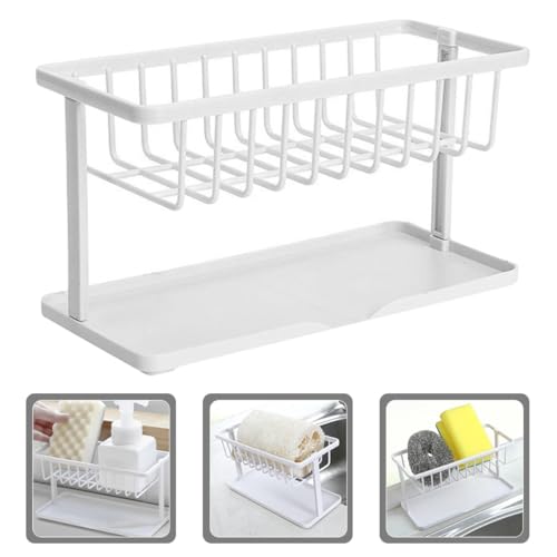 Hoement Küchenablage Schwammhalter Abtropfgestell für Spülschwämme und Spüllappen Stabiles Organizer Rack für Seife Bürste Vielseitig für Küche und Bad Platzsparend und Langlebig von Hoement