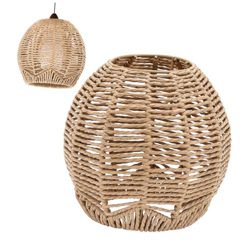Hoement Moderner Handgewebter Lampenschirm aus Rattan Kreative Deckenleuchte im Japanischen Stil Langlebige Dekorative Abdeckung für Esszimmer Restaurant Hotel Boho-design Rund Kleine von Hoement