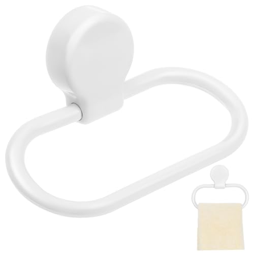 Hoement Selbstklebender Handtuchring Weiß ohne Bohren für Badezimmer und Küche Einfacher Montage-tuchhalter Platzsparender Handtuchhalter für Badewanne und Spüle von Hoement