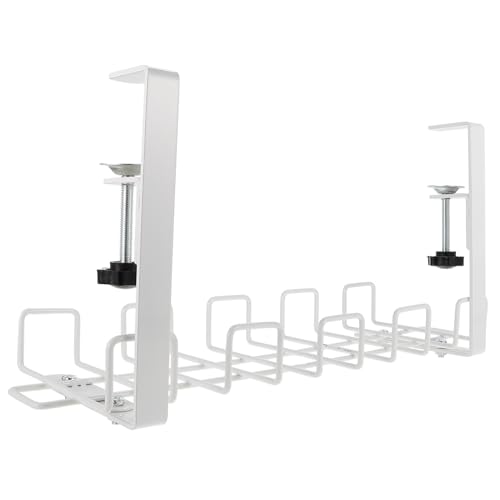 Hoement Tisch Kabelablage Weiß mit Kabelkorb Kabelmanagement Organizer für Schreibtisch Einfach Montierbar Kompaktes Design für Büro und Home Office von Hoement