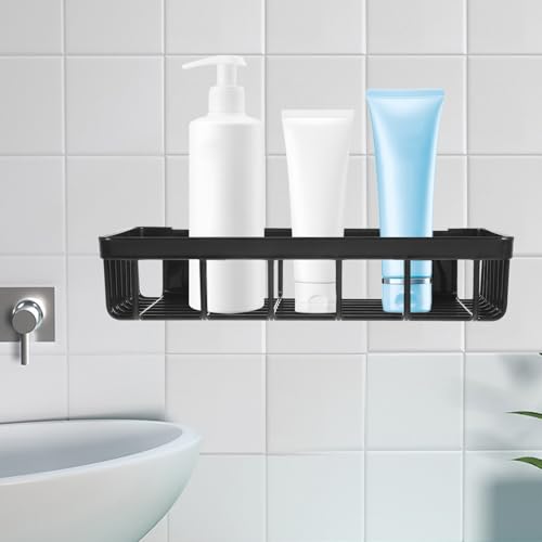 Hoement Wandmontiertes Bohrfreies Badregal zur Platzsparenden Aufbewahrung Vielseitiger Organizer für Shampoo und Badutensilien Einfache Installation Geeignet für Kleine und Große von Hoement