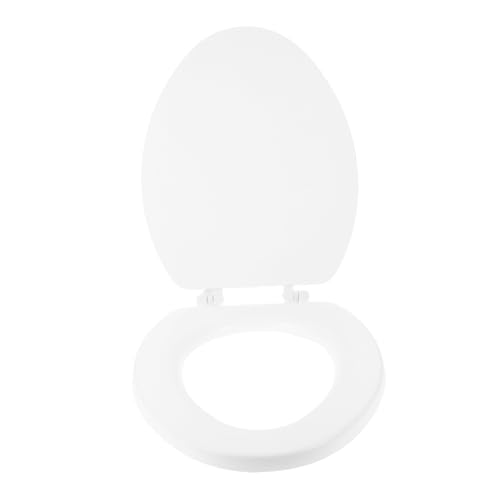 Hoement Weißer Universeller Weicher Toilettensitzbezug mit Dicker Polsterung Langlebiger Wc Sitzgarnitur Geräuscharm Schließend Komfortable Dichtung für Jahreszeiten und Hausbedarf von Hoement