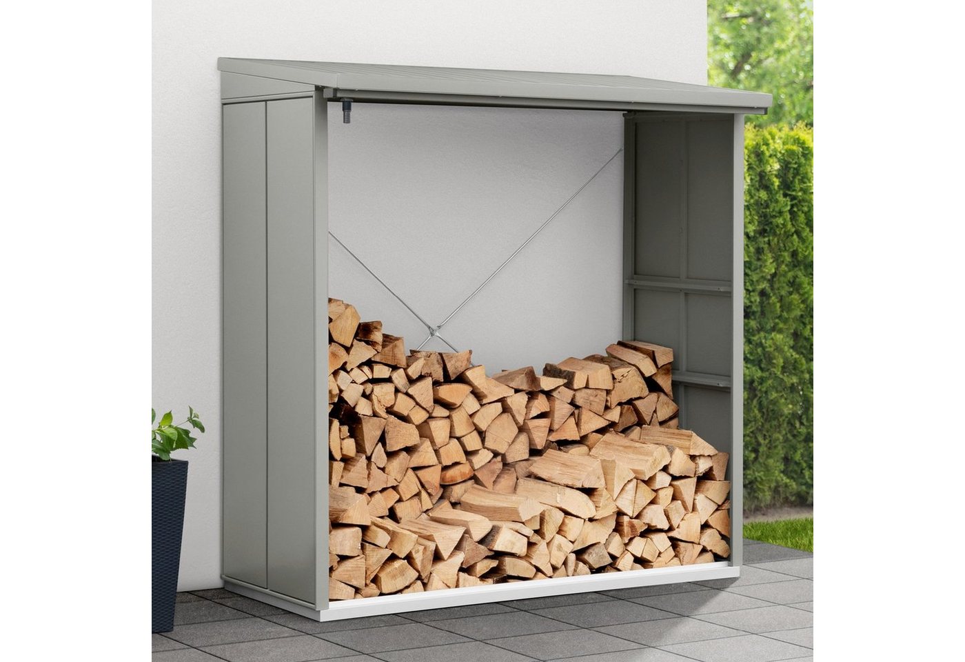 Hörmann Ecostar Kaminholzregal Elegant Typ 2 aus Metall (181 x 103 x 198 cm (T x B x H), feuerverzinktes Stahlblech von Hörmann Ecostar