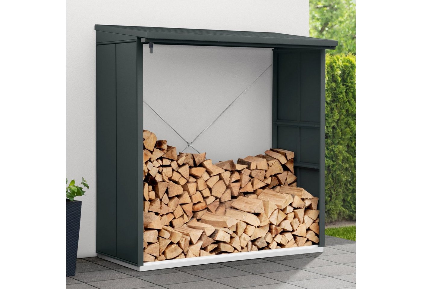 Hörmann Ecostar Kaminholzregal Elegant Typ 2 aus Metall (181 x 103 x 198 cm (T x B x H), feuerverzinktes Stahlblech von Hörmann Ecostar