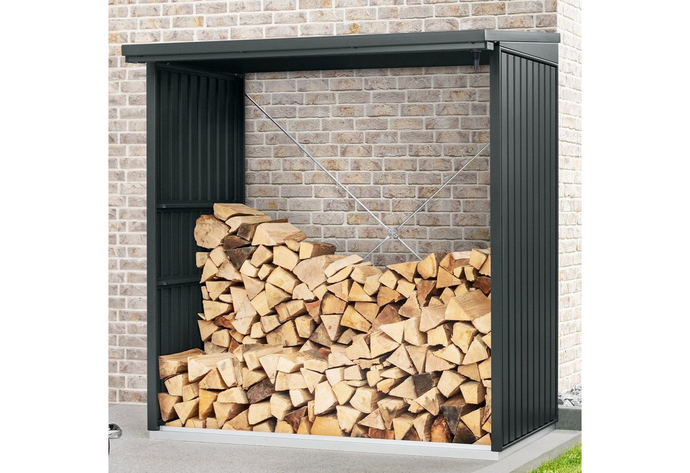 Hörmann Ecostar Kaminholzregal aus Metall (181 x 103 x 198 cm (T x B x H), feuerverzinktes Stahlblech von Hörmann Ecostar