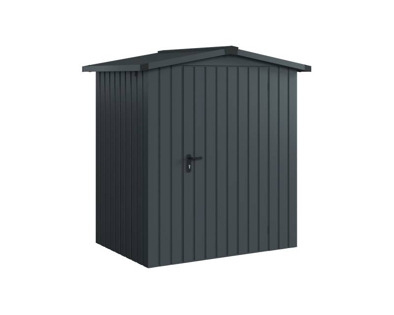 Hörmann Metall-Gerätehaus EcoStar EuroLine mit Satteldach B 166 x T 118 cm (ESD 1), Motiv Modern (mit schmalen Lamellen), Einzeltür Türanschlag rechts, Anthrazitgrau (RAL 7016) von Hörmann Stauraumsysteme