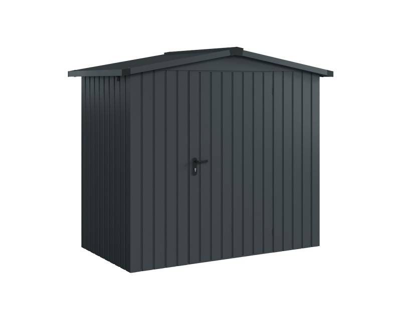 Hörmann Metall-Gerätehaus EcoStar EuroLine mit Satteldach B 214 x T 118 cm (ESD 3), Motiv Modern (mit schmalen Lamellen), Einzeltür Türanschlag rechts, Anthrazitgrau (RAL 7016) von Hörmann Stauraumsysteme