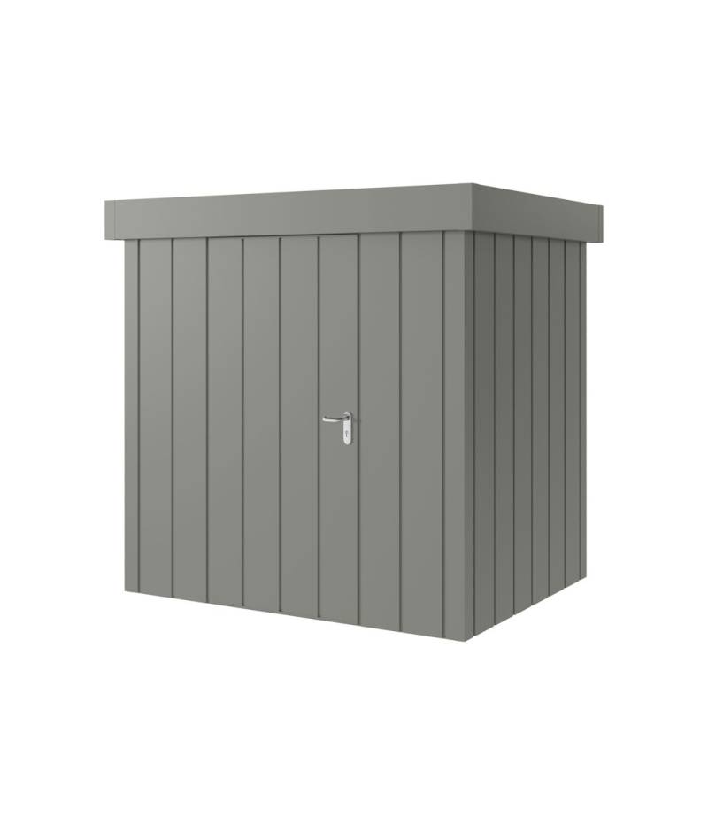 Hörmann Metall-Gerätehaus Juno JFD mit Flachdach B 214 x T 166 cm (JFD 4) Motiv Modern (mit schmalen Lamellen) Einzeltür Türanschlag links Graualuminium (RAL 9007) von Hörmann Stauraumsysteme