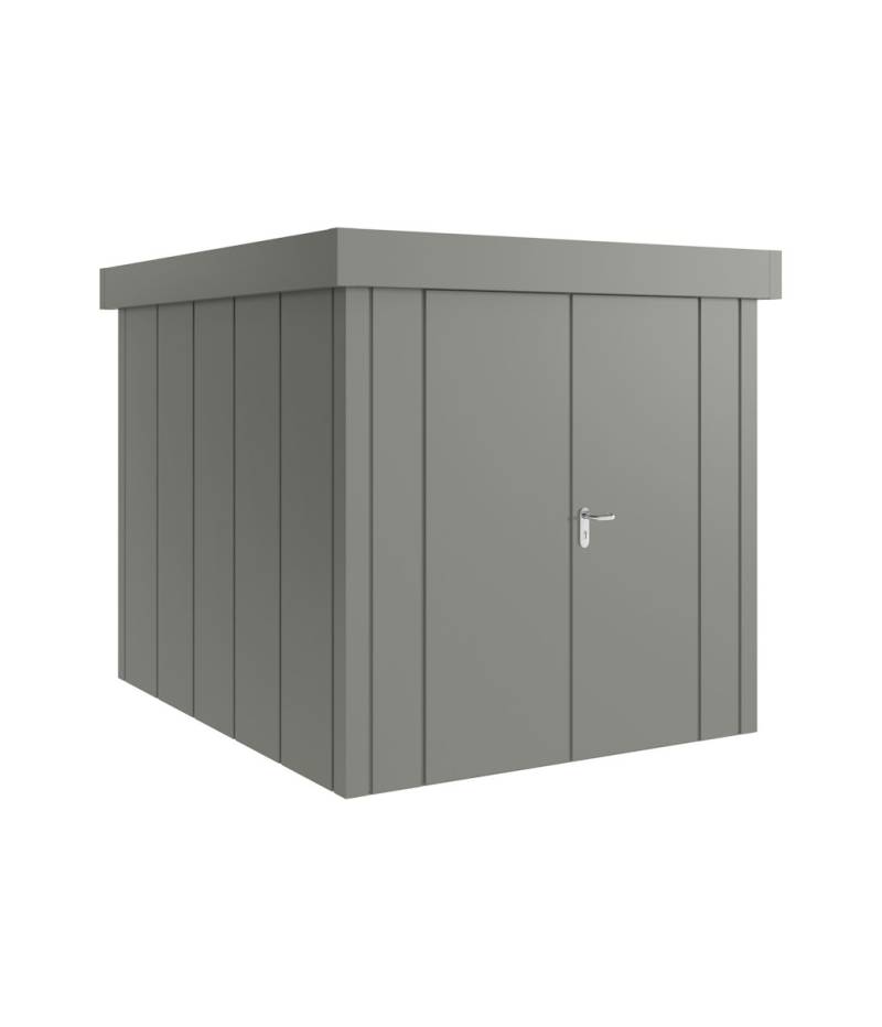 Hörmann Metall-Gerätehaus Juno JFD mit Flachdach B 214 x T 262 cm (JFD 6) Motiv Design (mit breiten Lamellen) Doppeltür Graualuminium (RAL 9007) von Hörmann Stauraumsysteme