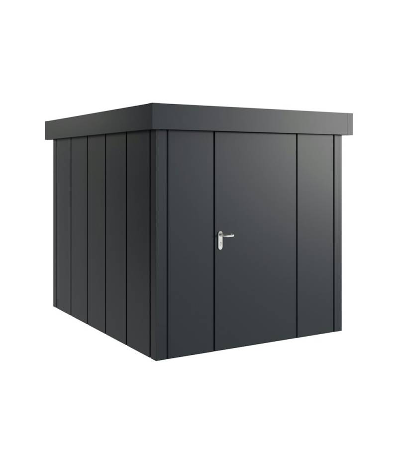 Hörmann Metall-Gerätehaus Juno JFD mit Flachdach B 214 x T 262 cm (JFD 6) Motiv Design (mit breiten Lamellen) Einzeltür Türanschlag rechts Anthrazitgrau (RAL 7016) von Hörmann Stauraumsysteme