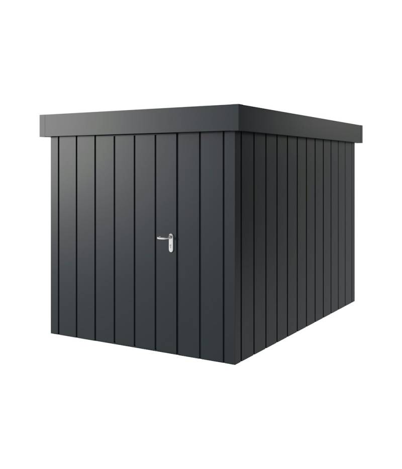 Hörmann Metall-Gerätehaus Juno JFD mit Flachdach B 214 x T 310 cm (JFD 7) Motiv Modern (mit schmalen Lamellen) Einzeltür Türanschlag links Anthrazitgrau (RAL 7016) von Hörmann Stauraumsysteme