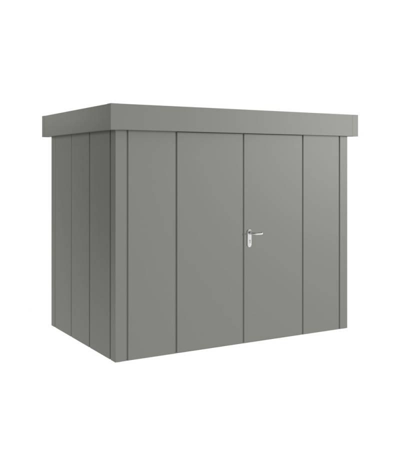 Hörmann Metall-Gerätehaus Juno JFD mit Flachdach B 262 x T 166 cm (JFD 8) Motiv Design (mit breiten Lamellen) Doppeltür Graualuminium (RAL 9007) von Hörmann Stauraumsysteme