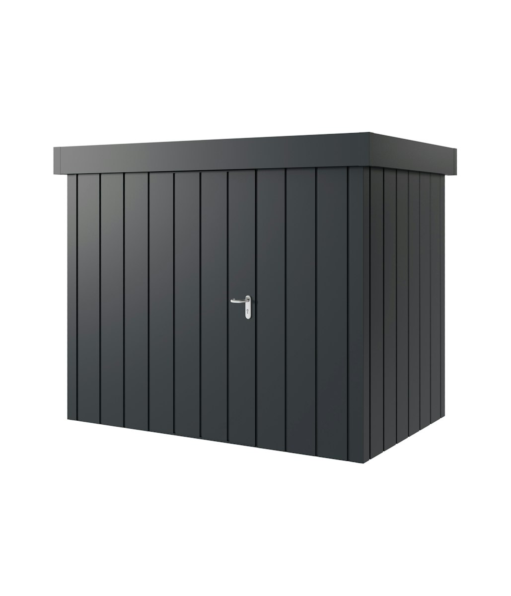 Hörmann Metall-Gerätehaus Juno JFD mit Flachdach B 262 x T 166 cm (JFD 8) Motiv Modern (mit schmalen Lamellen) Einzeltür Türanschlag links Anthrazitgrau (RAL 7016) von Hörmann Stauraumsysteme