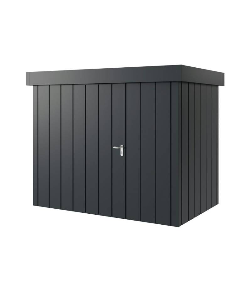 Hörmann Metall-Gerätehaus Juno JFD mit Flachdach B 262 x T 166 cm (JFD 8) Motiv Modern (mit schmalen Lamellen) Einzeltür Türanschlag links Anthrazitgrau (RAL 7016) von Hörmann Stauraumsysteme
