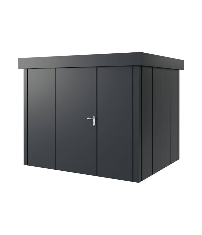 Hörmann Metall-Gerätehaus Juno JFD mit Flachdach B 262 x T 214 cm (JFD 9) Motiv Design (mit breiten Lamellen) Einzeltür Türanschlag links Anthrazitgrau (RAL 7016) von Hörmann Stauraumsysteme