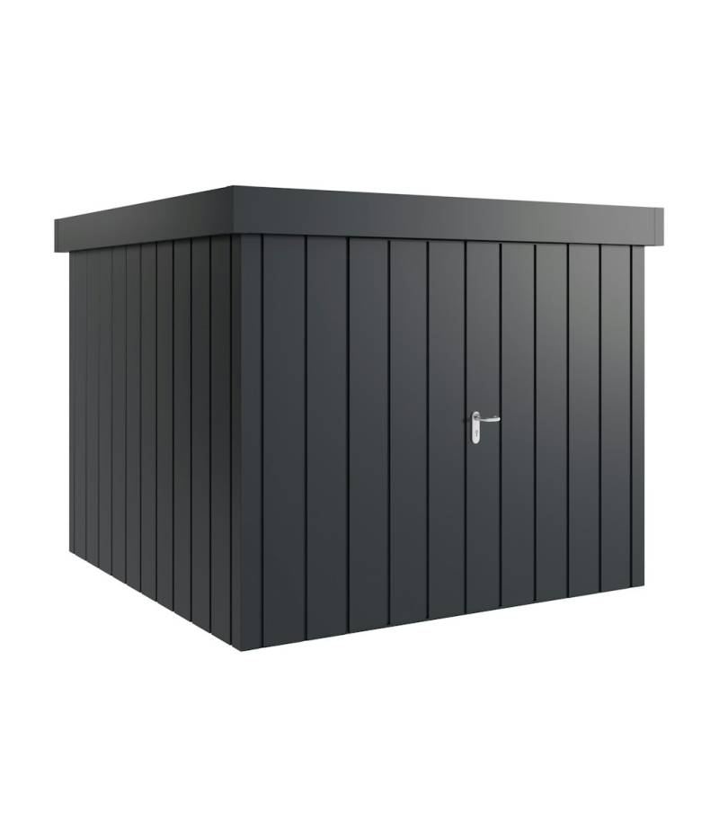 Hörmann Metall-Gerätehaus Juno JFD mit Flachdach B 262 x T 262 cm (JFD 10) Motiv Modern (mit schmalen Lamellen) Doppeltür Anthrazitgrau (RAL 7016) von Hörmann Stauraumsysteme