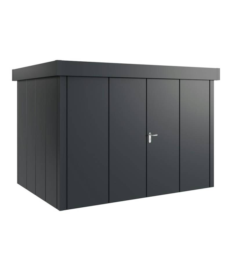 Hörmann Metall-Gerätehaus Juno JFD mit Flachdach B 310 x T 214 cm (JFD 12) Motiv Design (mit breiten Lamellen) Doppeltür Anthrazitgrau (RAL 7016) von Hörmann Stauraumsysteme