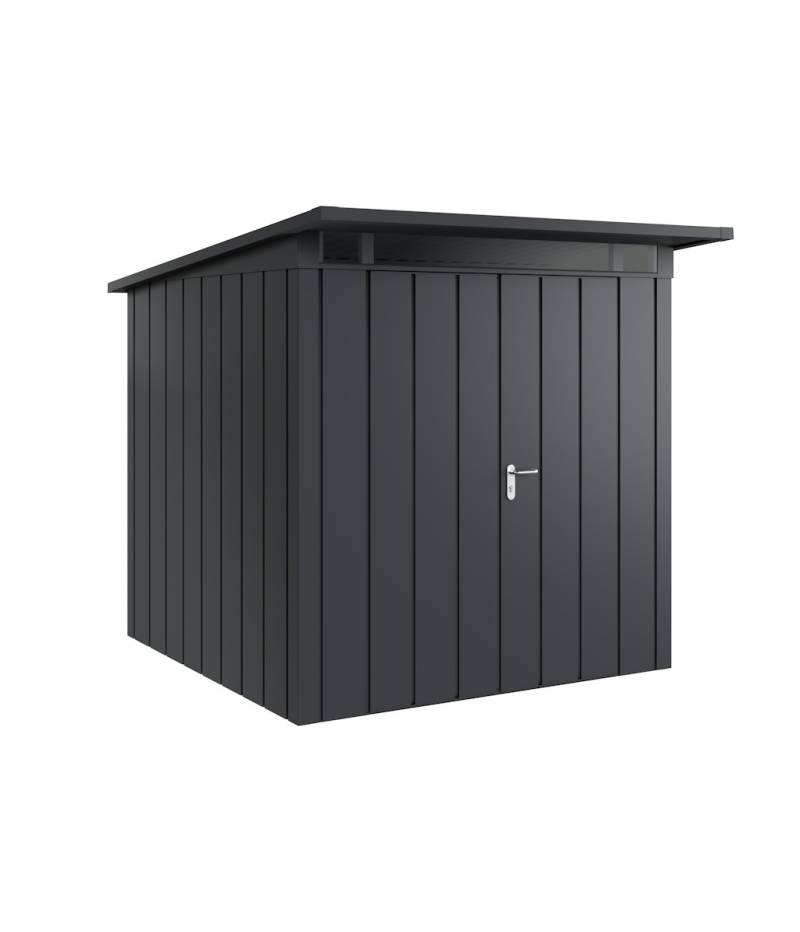 Hörmann Metall-Gerätehaus Juno JPD mit Pultdach B 214 x T 214 cm (JPD 5) Motiv Modern (mit schmalen Lamellen) Doppeltür Anthrazitgrau (RAL 7016) von Hörmann Stauraumsysteme