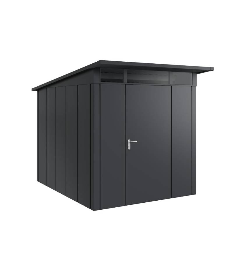 Hörmann Metall-Gerätehaus Juno JPD mit Pultdach B 214 x T 262 cm (JPD 6) Motiv Design (mit breiten Lamellen) Einzeltür Türanschlag rechts Anthrazitgrau (RAL 7016) von Hörmann Stauraumsysteme