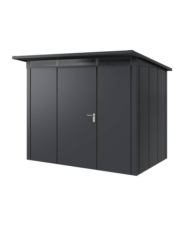 Hörmann Metall-Gerätehaus Juno JPD mit Pultdach B 262 x T 166 cm (JPD 8) Motiv Design (mit breiten Lamellen) Einzeltür Türanschlag links Anthrazitgrau (RAL 7016) von Hörmann Stauraumsysteme