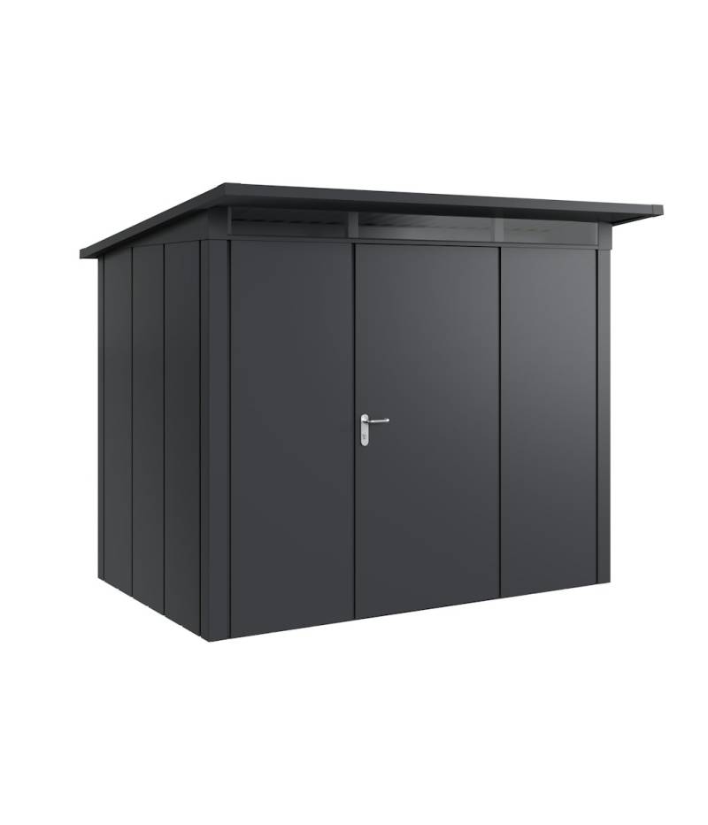 Hörmann Metall-Gerätehaus Juno JPD mit Pultdach B 262 x T 166 cm (JPD 8) Motiv Design (mit breiten Lamellen) Einzeltür Türanschlag rechts Anthrazitgrau (RAL 7016) von Hörmann Stauraumsysteme