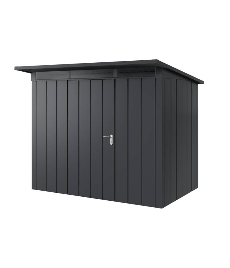 Hörmann Metall-Gerätehaus Juno JPD mit Pultdach B 262 x T 166 cm (JPD 8) Motiv Modern (mit schmalen Lamellen) Einzeltür Türanschlag links Anthrazitgrau (RAL 7016) von Hörmann Stauraumsysteme