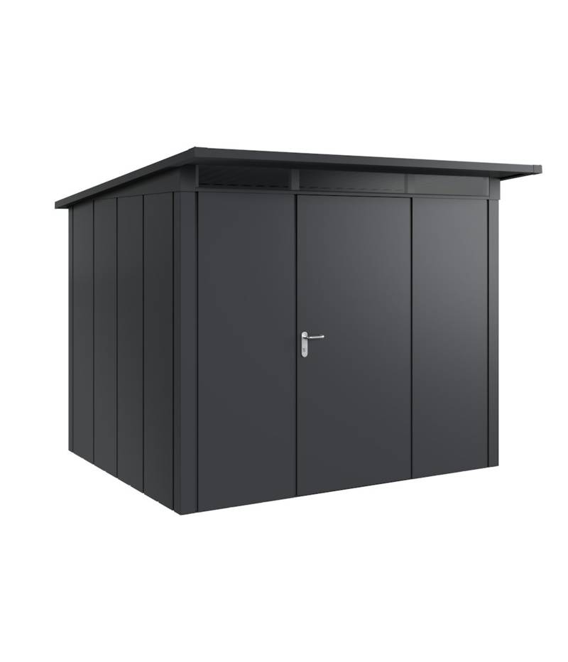 Hörmann Metall-Gerätehaus Juno JPD mit Pultdach B 262 x T 214 cm (JPD 9) Motiv Design (mit breiten Lamellen) Einzeltür Türanschlag rechts Anthrazitgrau (RAL 7016) von Hörmann Stauraumsysteme