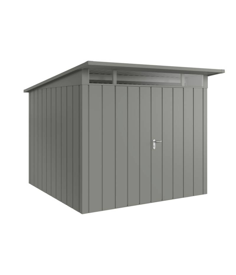 Hörmann Metall-Gerätehaus Juno JPD mit Pultdach B 262 x T 262 cm (JPD 10) Motiv Modern (mit schmalen Lamellen) Doppeltür Graualuminium (RAL 9007) von Hörmann Stauraumsysteme