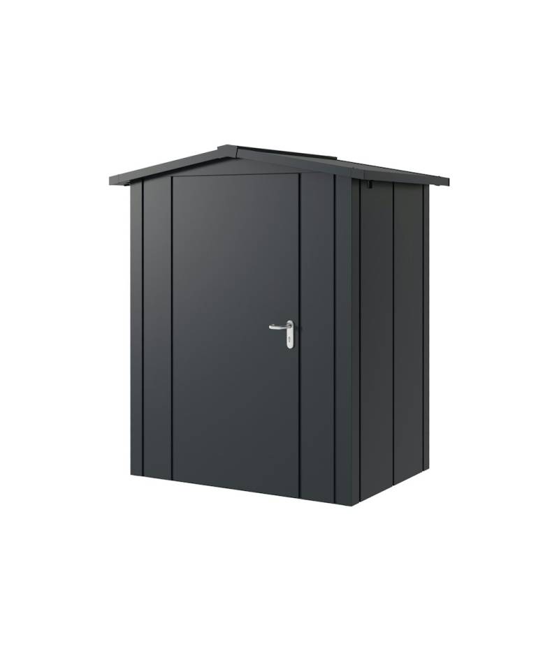 Hörmann Metall-Gerätehaus Juno JSD mit Satteldach B 166 x T 118 cm (JSD 1) Motiv Design (mit breiten Lamellen) Einzeltür Türanschlag links Anthrazitgrau (RAL 7016) von Hörmann Stauraumsysteme