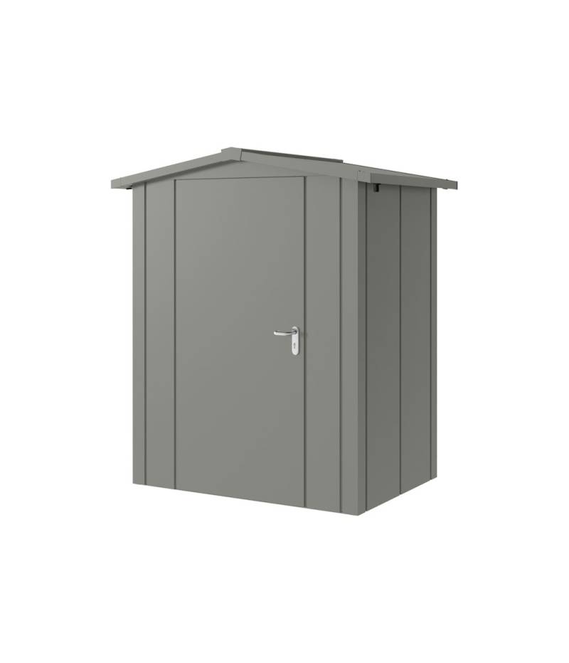 Hörmann Metall-Gerätehaus Juno JSD mit Satteldach B 166 x T 118 cm (JSD 1) Motiv Design (mit breiten Lamellen) Einzeltür Türanschlag links Graualuminium (RAL 9007) von Hörmann Stauraumsysteme