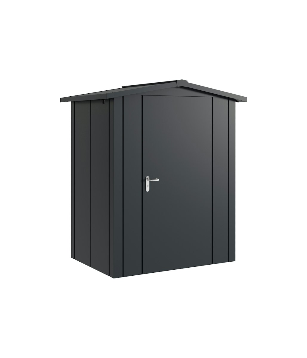 Hörmann Metall-Gerätehaus Juno JSD mit Satteldach B 166 x T 118 cm (JSD 1) Motiv Design (mit breiten Lamellen) Einzeltür Türanschlag rechts Anthrazitgrau (RAL 7016) von Hörmann Stauraumsysteme