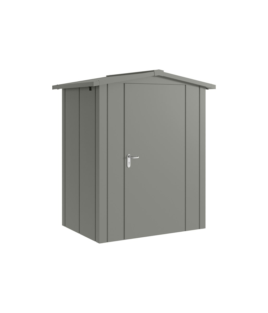 Hörmann Metall-Gerätehaus Juno JSD mit Satteldach B 166 x T 118 cm (JSD 1) Motiv Design (mit breiten Lamellen) Einzeltür Türanschlag rechts Graualuminium (RAL 9007) von Hörmann Stauraumsysteme