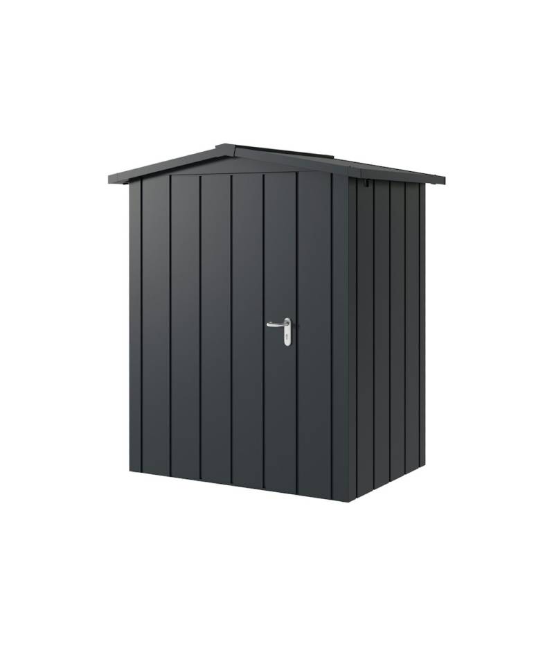 Hörmann Metall-Gerätehaus Juno JSD mit Satteldach B 166 x T 118 cm (JSD 1) Motiv Modern (mit schmalen Lamellen) Einzeltür Türanschlag links Anthrazitgrau (RAL 7016) von Hörmann Stauraumsysteme
