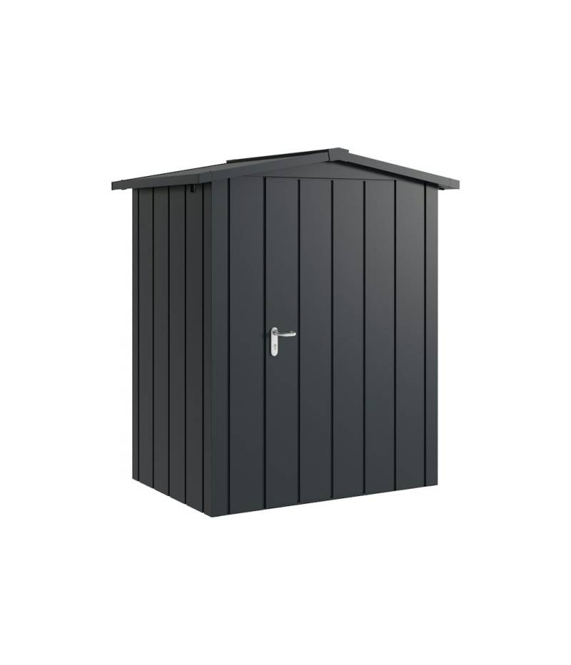 Hörmann Metall-Gerätehaus Juno JSD mit Satteldach B 166 x T 118 cm (JSD 1) Motiv Modern (mit schmalen Lamellen) Einzeltür Türanschlag rechts Anthrazitgrau (RAL 7016) von Hörmann Stauraumsysteme