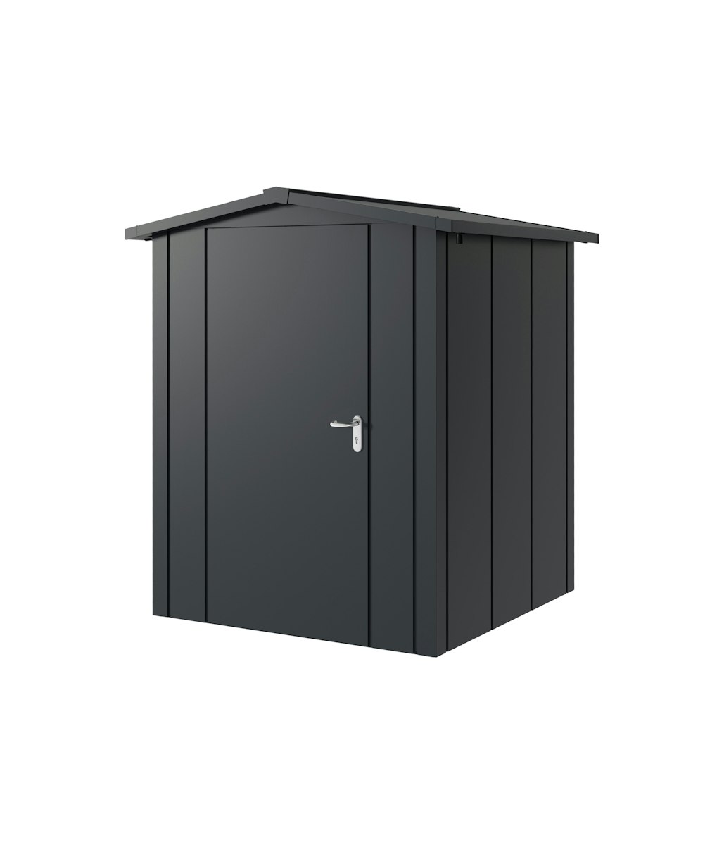 Hörmann Metall-Gerätehaus Juno JSD mit Satteldach B 166 x T 166 cm (JSD 2) Motiv Design (mit breiten Lamellen) Einzeltür Türanschlag links Anthrazitgrau (RAL 7016) von Hörmann Stauraumsysteme