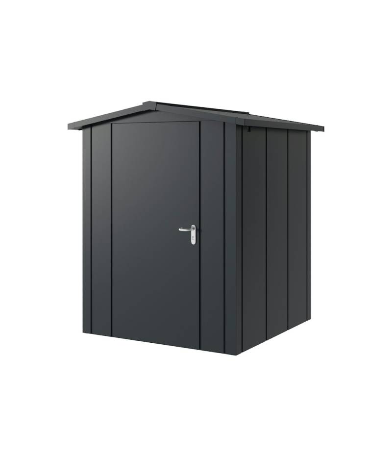 Hörmann Metall-Gerätehaus Juno JSD mit Satteldach B 166 x T 166 cm (JSD 2) Motiv Design (mit breiten Lamellen) Einzeltür Türanschlag links Anthrazitgrau (RAL 7016) von Hörmann Stauraumsysteme
