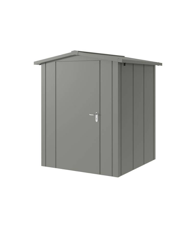 Hörmann Metall-Gerätehaus Juno JSD mit Satteldach B 166 x T 166 cm (JSD 2) Motiv Design (mit breiten Lamellen) Einzeltür Türanschlag links Graualuminium (RAL 9007) von Hörmann Stauraumsysteme