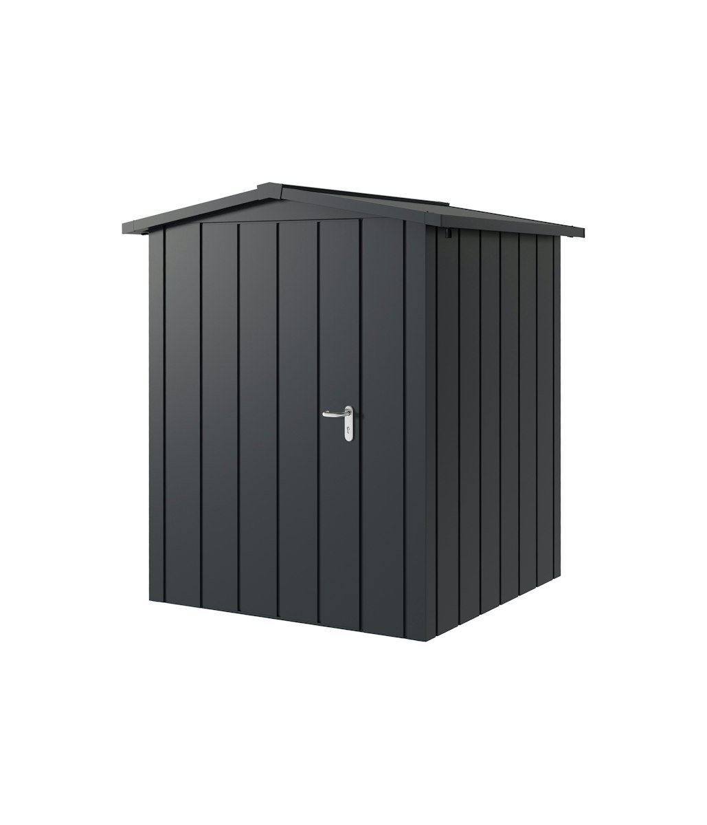 Hörmann Metall-Gerätehaus Juno JSD mit Satteldach B 166 x T 166 cm (JSD 2) Motiv Modern (mit schmalen Lamellen) Einzeltür Türanschlag links Anthrazitgrau (RAL 7016) von Hörmann Stauraumsysteme