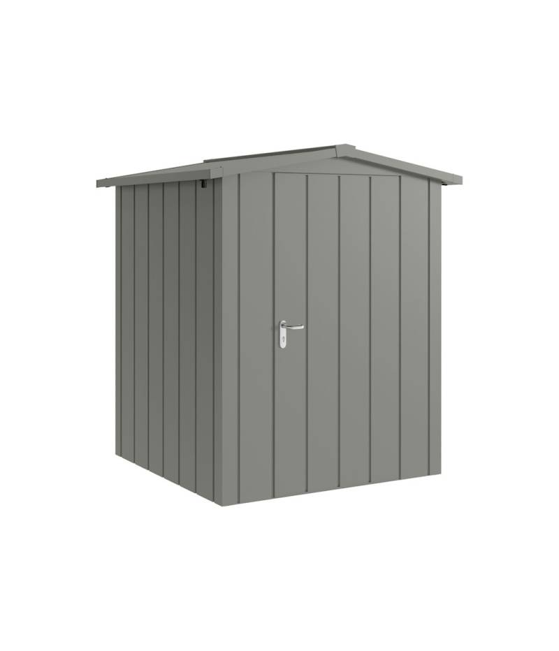 Hörmann Metall-Gerätehaus Juno JSD mit Satteldach B 166 x T 166 cm (JSD 2) Motiv Modern (mit schmalen Lamellen) Einzeltür Türanschlag rechts Graualuminium (RAL 9007) von Hörmann Stauraumsysteme